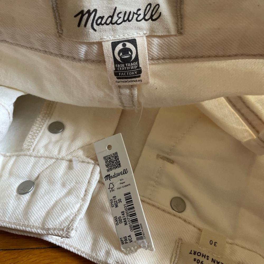 NWT Madewell Women’s High-Waist Button-Front Canvas Shorts Mid-Length Size 30 - Picture 7 of 10